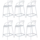 Kit 6 Banquetas média para bancada Master Allegra em Polipropileno 66 cm - Branco