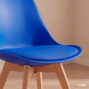 Kit 6 cadeiras de jantar Leda com assento estofado e design moderno – Azul Bic