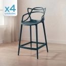 Kit 4 Banquetas alta para bancada Master Allegra em Polipropileno 78 cm - Azul petróleo