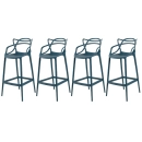 Kit 4 Banquetas alta para bancada Master Allegra em Polipropileno 78 cm - Azul petróleo