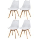 kit 4 Cadeiras de jantar Leda com assento estofado e design moderno - Branco