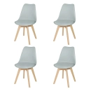 Kit 4 Cadeiras de jantar Leda com assento estofado e design moderno - Cinza claro