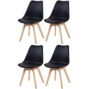 Kit 4 Cadeiras de jantar Leda com assento estofado e design moderno - Preto