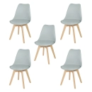 Kit 5 Cadeiras de jantar Leda com assento estofado e design moderno - Cinza claro
