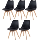 Kit 5 Cadeiras de jantar Leda com assento estofado e design moderno - Preto