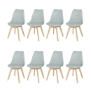 Kit 8 Cadeiras de jantar Leda com assento estofado e design moderno - Cinza claro
