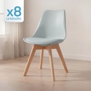 Kit 8 Cadeiras de jantar Leda com assento estofado e design moderno - Cinza claro