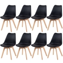 Kit 8 Cadeiras de jantar Leda com assento estofado e design moderno - Preto