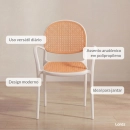 Cadeira de jantar Mumbai telinha com braços e design contemporâneo – Branco