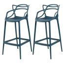 Kit 2 Banquetas alta para bancada Master Allegra em Polipropileno 78 cm - Azul petróleo