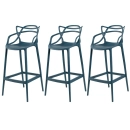 Kit 3 Banquetas alta para bancada Master Allegra em Polipropileno 78 cm - Azul petróleo