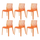 Kit 6 Cadeiras de jantar Gruvyer com design contemporâneo e anatômico - Laranja