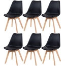 Kit 6 cadeiras de jantar Leda com assento estofado e design moderno – Preto