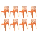 Kit 8 Cadeiras de jantar Gruvyer com design contemporâneo e anatômico - Laranja