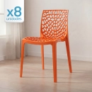 Kit 8 Cadeiras de jantar Gruvyer com design contemporâneo e anatômico - Laranja