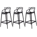 Kit 3 Banquetas média para bancada Master Allegra em Polipropileno 66 cm - Preto