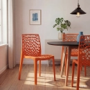 Kit 10 Cadeiras de jantar Gruvyer com design contemporâneo e anatômico - Laranja