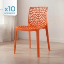 Kit 10 Cadeiras de jantar Gruvyer com design contemporâneo e anatômico - Laranja
