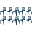 Kit 10 Cadeiras de jantar Gruvyer com design contemporâneo e anatômico - Azul petróleo