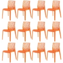 Kit 12 Cadeiras de jantar Gruvyer com design contemporâneo e anatômico - Laranja