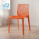 Kit 12 Cadeiras de jantar Gruvyer com design contemporâneo e anatômico - Laranja