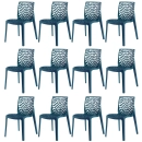 Kit 12 Cadeiras de jantar Gruvyer com design contemporâneo e anatômico - Azul petróleo