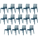 Kit 14 Cadeiras de jantar Gruvyer com design contemporâneo e anatômico - Azul petróleo