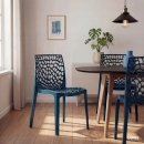 Kit 14 Cadeiras de jantar Gruvyer com design contemporâneo e anatômico - Azul petróleo