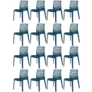 Kit 16 Cadeiras de jantar Gruvyer com design contemporâneo e anatômico - Azul petróleo