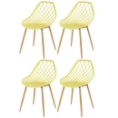 Kit 4 Cadeiras de jantar Clarice Cloe com design contemporâneo - Amarelo