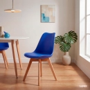 Kit 4 Cadeiras de jantar Leda com assento estofado e design moderno - Azul Bic