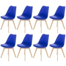 Kit 8 Cadeiras de jantar Leda com assento estofado e design moderno - Azul Bic