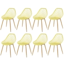 Kit 8 cadeiras de jantar Clarice Cloe com design contemporâneo – Amarelo