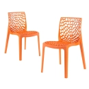 Kit 2 Cadeiras de jantar Gruvyer com design contemporâneo e anatômico - Laranja