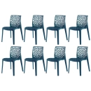 Kit 8 Cadeiras de jantar Gruvyer com design contemporâneo e anatômico - Azul petróleo
