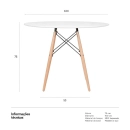 Mesa de Jantar e cozinha Redonda 100 cm Eames Eiffel com Tampo em MDF Laqueado - Branco