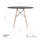 Mesa de Jantar e cozinha Redonda 100 cm Eames Eiffel com Tampo em MDF Laqueado - Preto