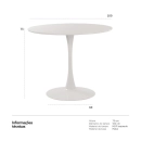 Mesa de Jantar e cozinha Redonda 100 cm Tulipa com Tampo em MDF Laqueado - Branco