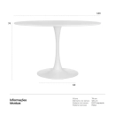 Mesa de Jantar e cozinha Redonda 120 cm Tulipa com Tampo em MDF Laqueado - Branco