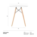 Mesa de Jantar e cozinha Redonda 70 cm Eames Eiffel com Tampo em MDF Laqueado - Branco