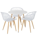 Mesa de jantar redonda 80 cm branco + 3 cadeiras Clarice Nest Branco