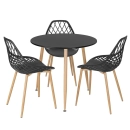 Mesa de jantar redonda 80 cm preto + 3 cadeiras Clarice Cloe Preto