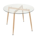 Mesa de jantar redonda Clarice com tampo de vidro 100 cm