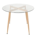 Mesa de jantar redonda Clarice com tampo de vidro 100 cm