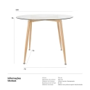 Mesa de jantar redonda Clarice com tampo de vidro 100 cm