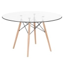 Mesa de jantar redonda Eames Eiffel com tampo de vidro 120 cm