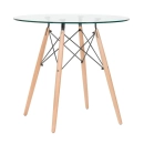 Mesa de jantar redonda Eames Eiffel com tampo de vidro 80 cm