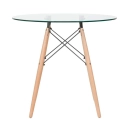 Mesa de jantar redonda Eames Eiffel com tampo de vidro 80 cm