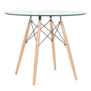 Mesa de jantar redonda Eames Eiffel com tampo de vidro 90 cm