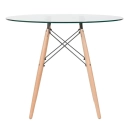 Mesa de jantar redonda Eames Eiffel com tampo de vidro 90 cm